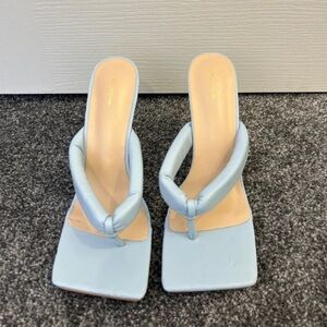 PrettyLittleThing Sky Blue Square Toe Sandals